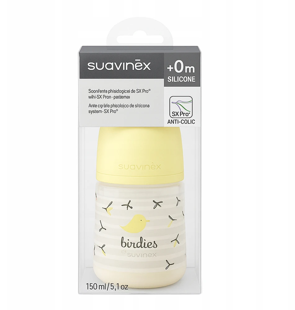 Suavinex SX Pro buteliukas nuo pilvo dieglių 150 ml laisvo srauto 0m+ be BPA