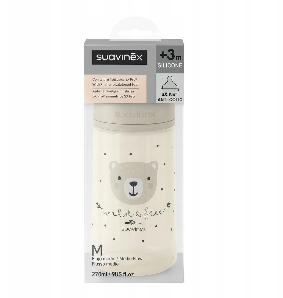Suavinex SX Pro buteliukas nuo pilvo dieglių 270 ml vidutinio srauto žindukas 3m+