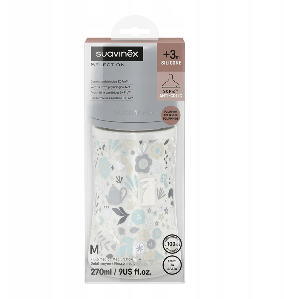 Suavinex SX Pro buteliukas nuo pilvo dieglių 270 ml vidutinio srauto 3m+ be BPA