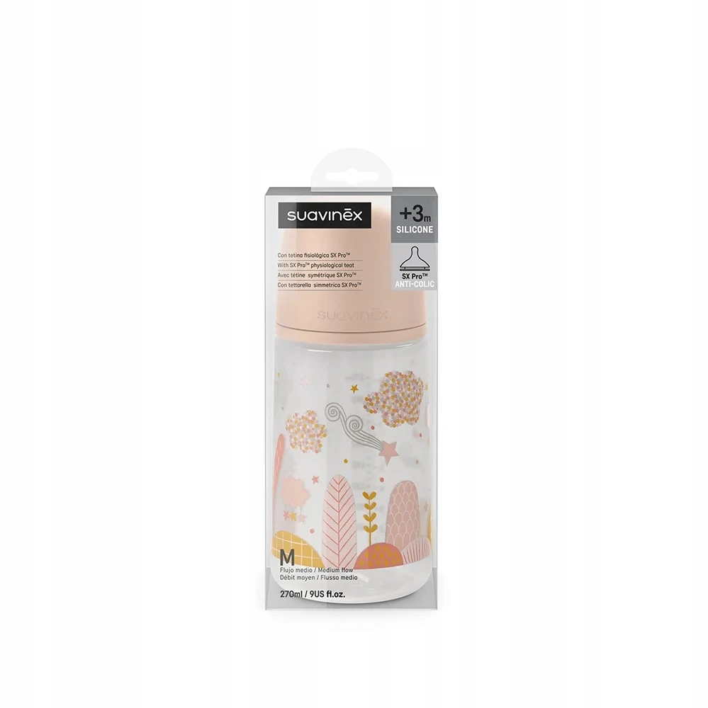 Suavinex SX PRO fiziologinis buteliukas vidutinio srauto 270 ml + žindukas 3m+