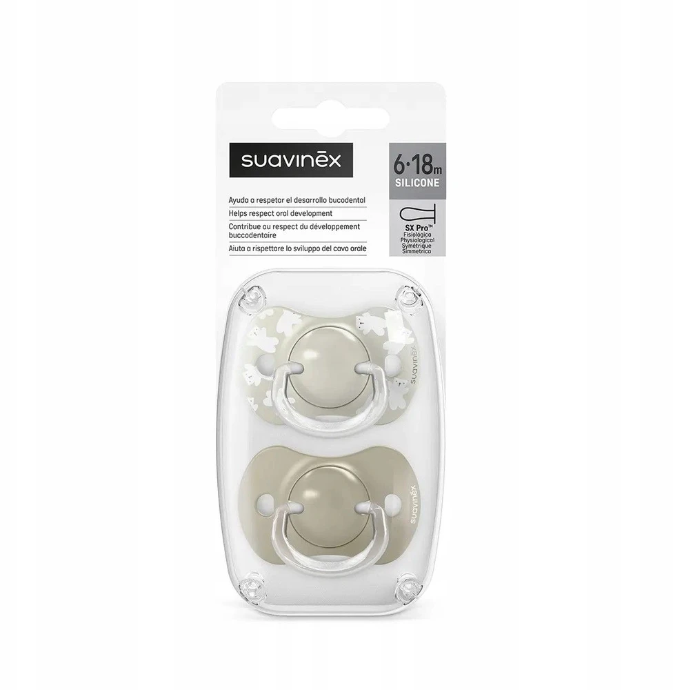 Suavinex SX Pro fiziologinis čiulptukas 6-18 m 2 vnt smėlio spalvos Wild & Free