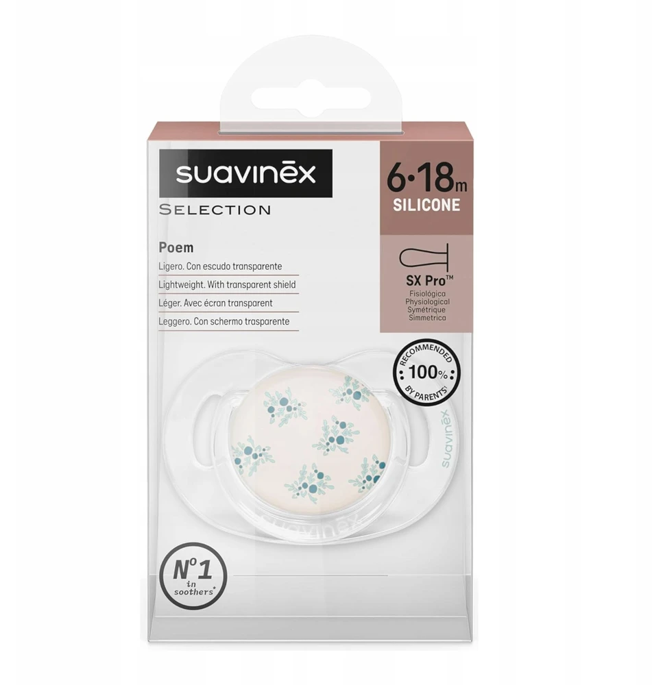 Suavinex SX Pro Poetry fiziologinis čiulptukas 6-18m mėlynas