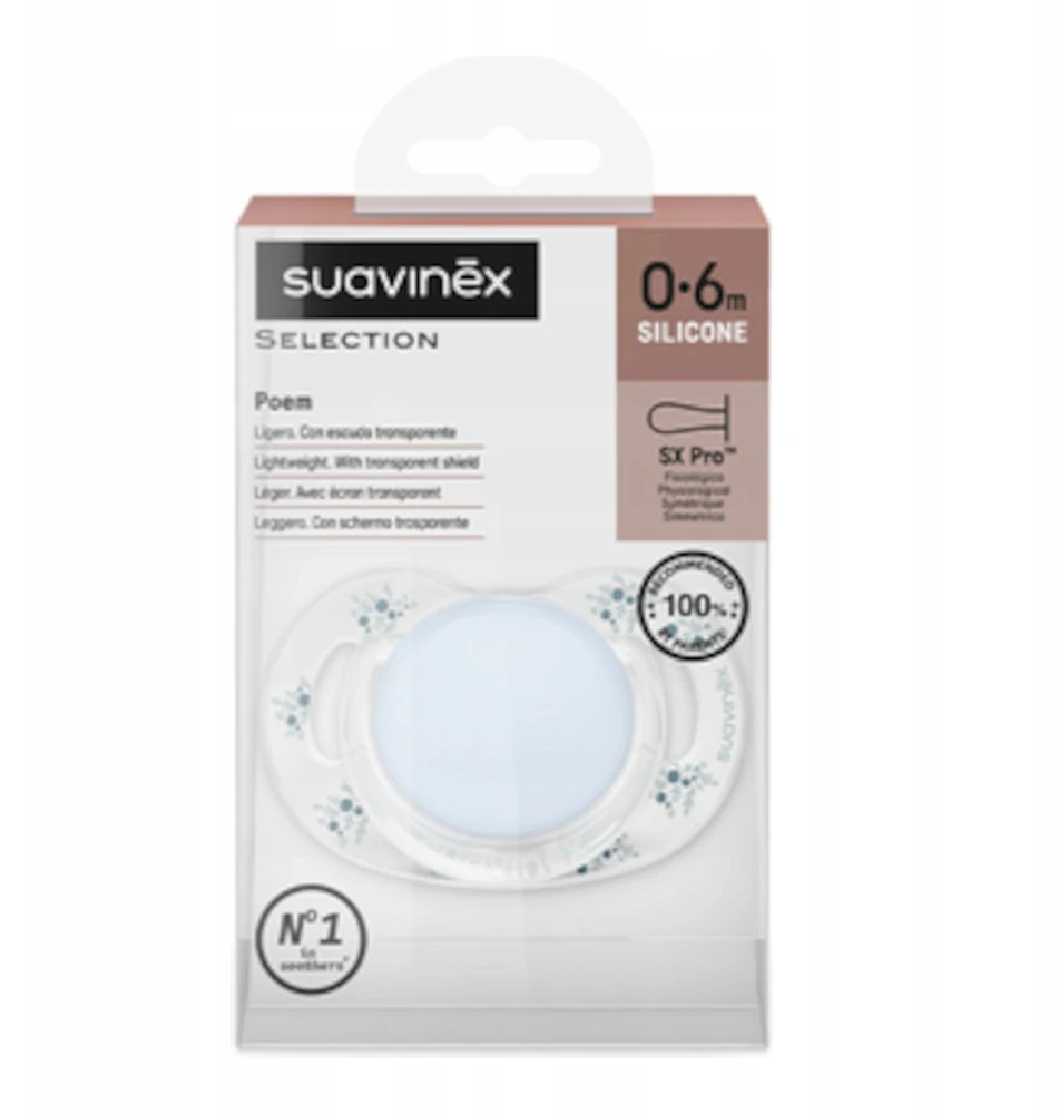 Suavinex SX Pro Poetry fiziologinis čiulptukas 0-6m mėlynas