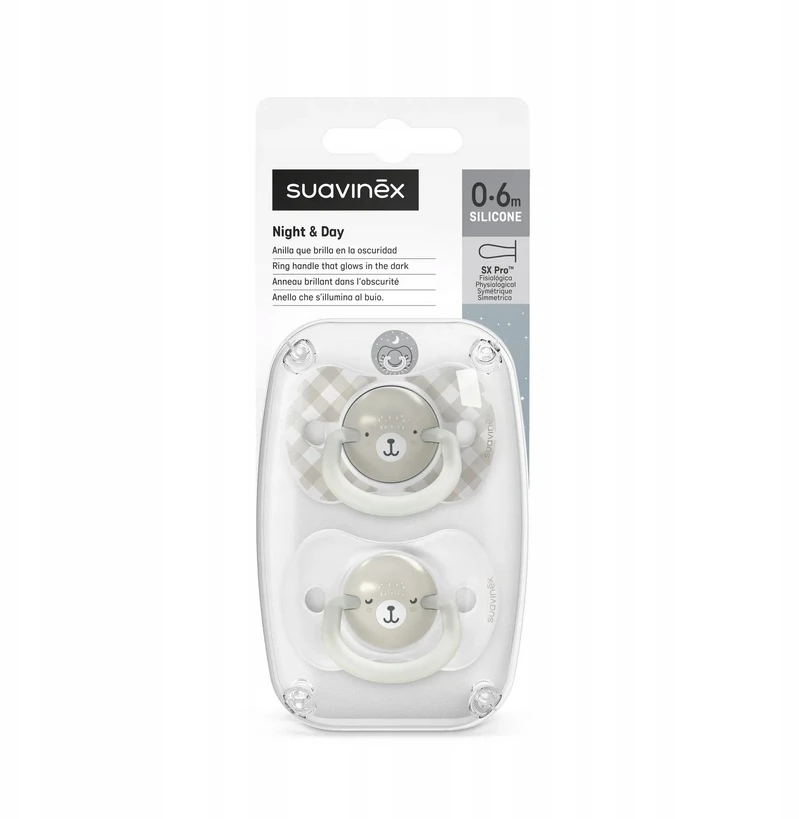 SUAVINEX SYMMETRICAL PHYSIOLOGICAL čiulptukas 2 Vnt 0-6M LUMINOUS WILD & FREE