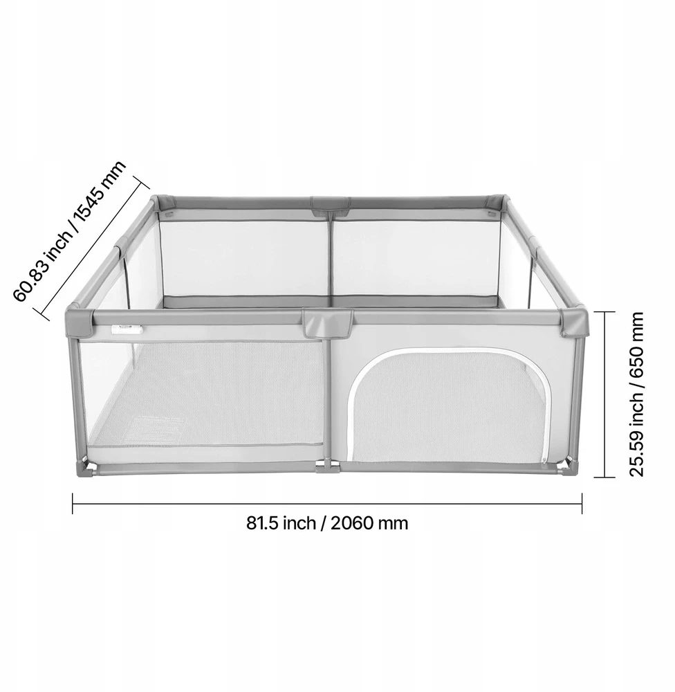 SucceBuy Kojec Dla Dziecka 200x149CM Z Drzwiami Na Zamek Błyskawiczny