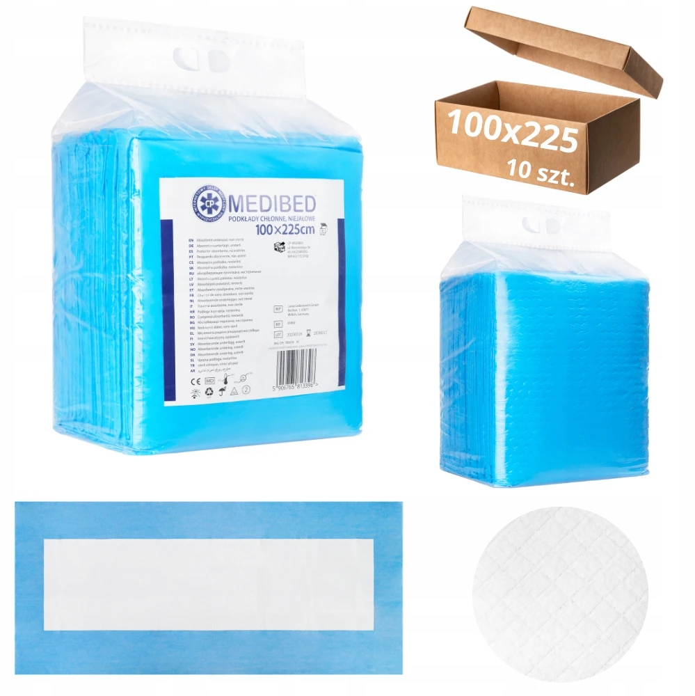 SUgeriantys įklotai higieniški MEDIBED 100x225 STRONG nesterilūs 10 vnt. 2000 ml