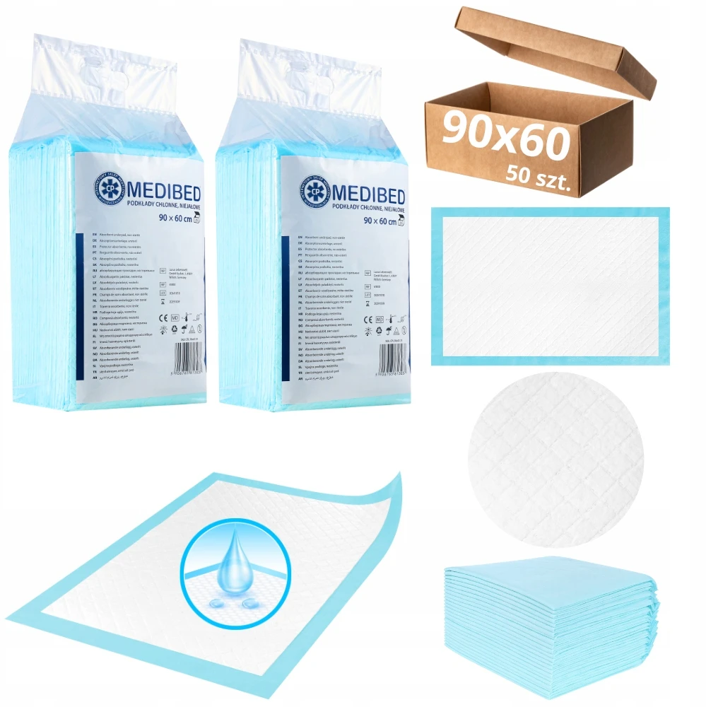 Sugeriantys įklotai higieniški MEDIBED 90X60 STRONG nesterilūs 50 vnt. 810 ml