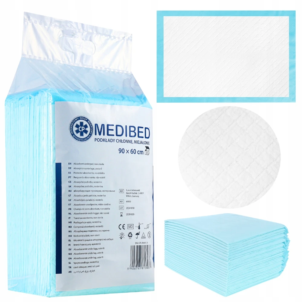 SUgeriantys įklotai higieniški MEDIBED 90X60 STRONG nesterilūs 25 Vnt. 810 ml