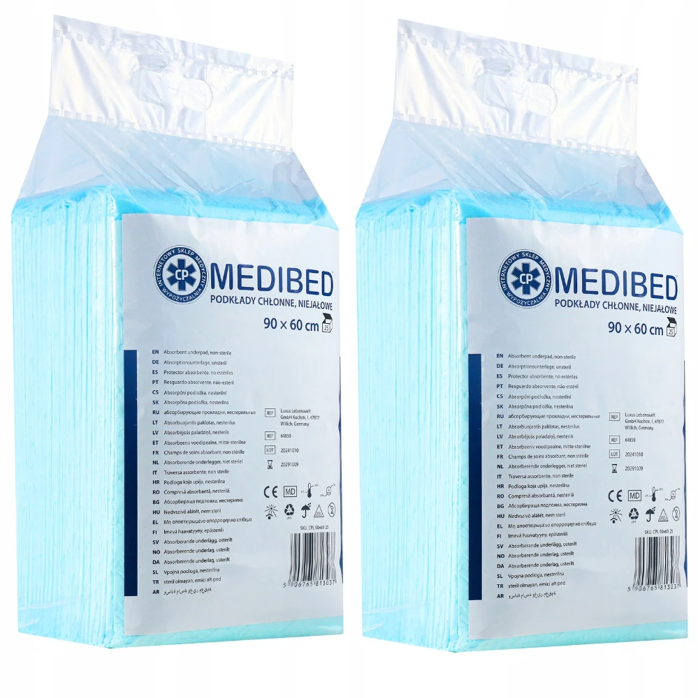 Sugeriantys įklotai higieniški MEDIBED 90X60 STRONG nesterilūs 50 vnt. 810 ml