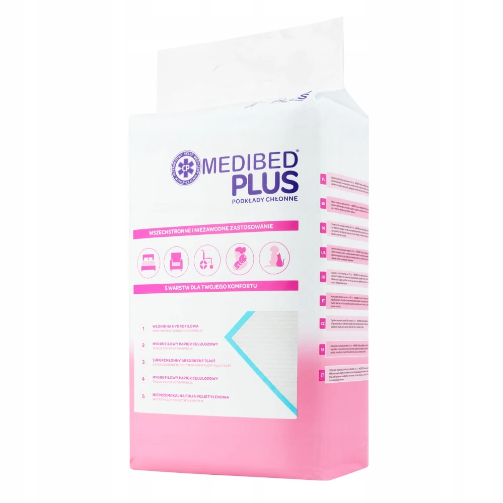 SUgeriantys įklotai MEDIBED PLUS 60X60 STRONG nesterilūs PREMIUM 610ml 90 vnt.