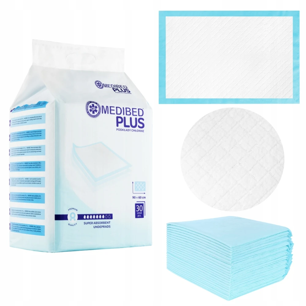Sugeriantys įklotai vienkartiniai MEDIBED PLUS 90X60 STRONG PREMIUM 960ml 30 vnt.