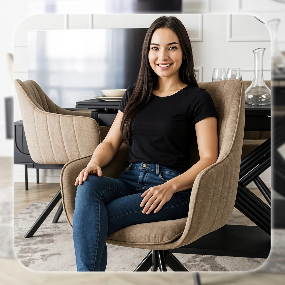 Fotelis Sukama kėdė Mebel Elite MUMBAI smėlio spalvos