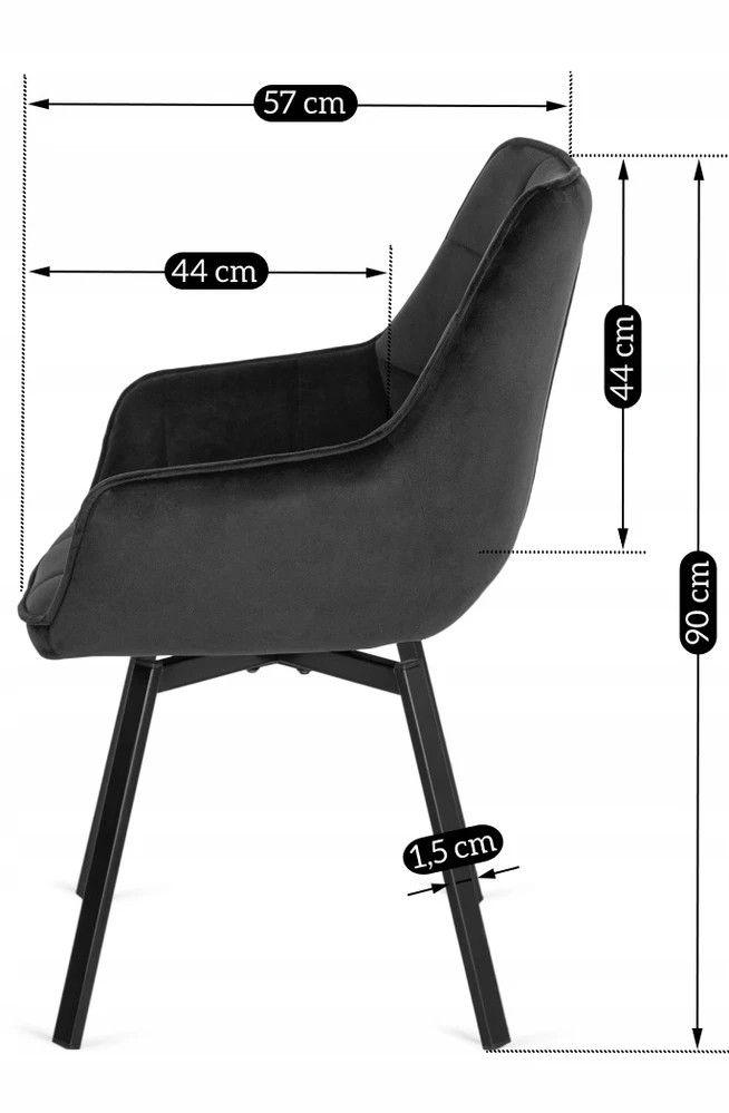 Sukamasis krėslas LUNA Mebel Elite juodos spalvos