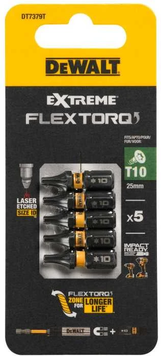 DEWALT KOŃCÓWKA UDAROWA T10x25 5szt. EXTREME IMPACT TORSION