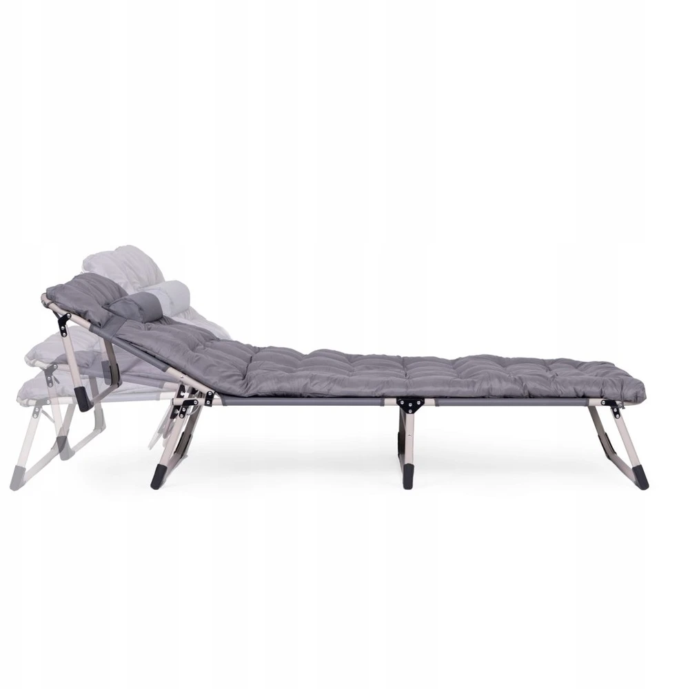 Kempingo lova BIZNESINE, sulankstoma, kanadietiška PREMIUM 75 cm - pilka