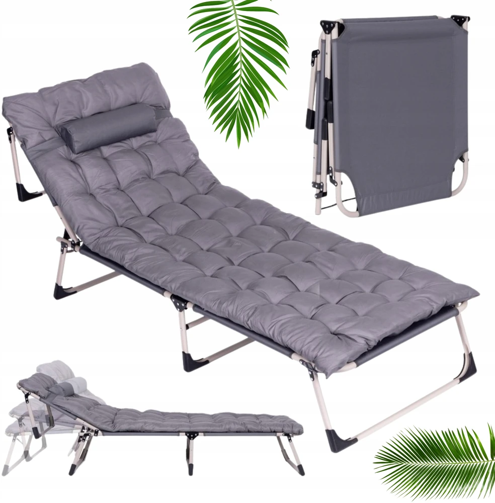 Kempingo lova BIZNESINE, sulankstoma, kanadietiška PREMIUM 75 cm - pilka
