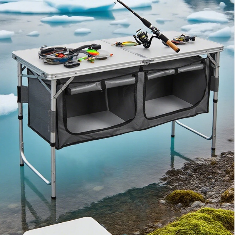 Sulankstoma kempingo spintelė 120 cm – „Premium Mobile Tourist Kitchen“.