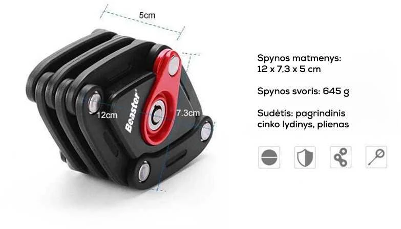 Beaster Scooter Sulankstoma spyna Beaster BS310LC, skirta dviračiams ir paspirtukams
