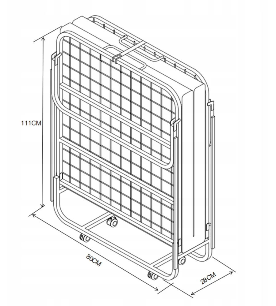 Sulankstoma turistinė lova Furnitex, 190x80x40 cm, juoda