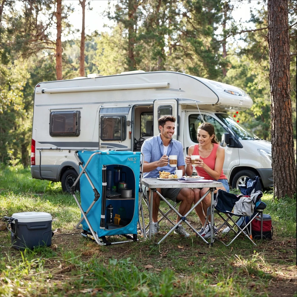 Lauko baldų komplektas Nils Extreme Sulankstoma turistinė spintelė Nils Camp Nc3702 su dangčiu