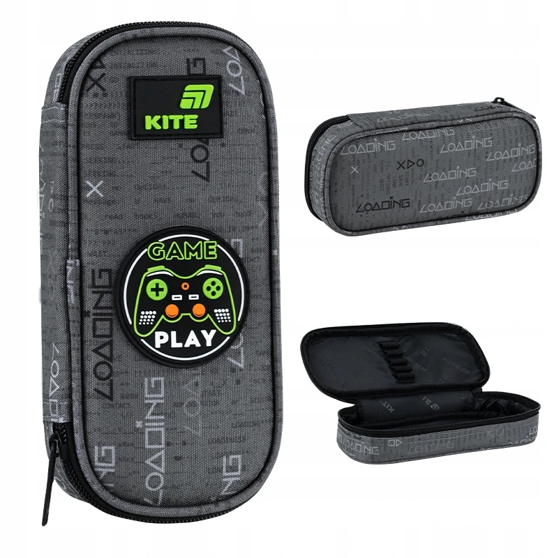 Sulankstomas mokyklinis pieštukų dėklas berniukams, pilkas Game Play Kite