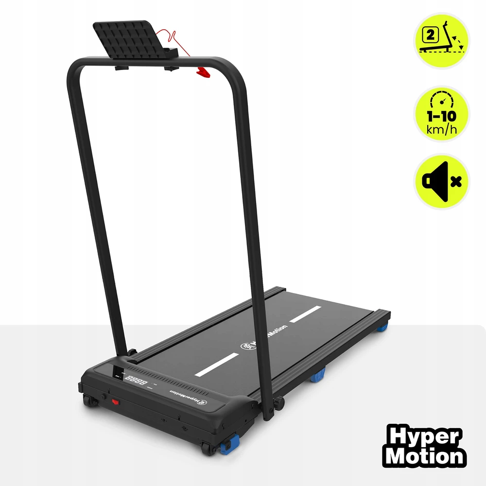Sulankstomas namų bėgimo takelis HyperMotion 2 viename, juodas, iki 10 km/h