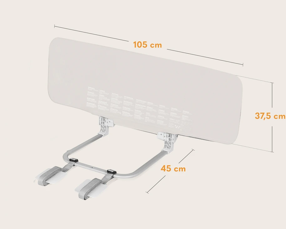 Sulankstomas NEŠIOjamas saugos turėklas lovai + krepšys 105 cm Lionelo Lora