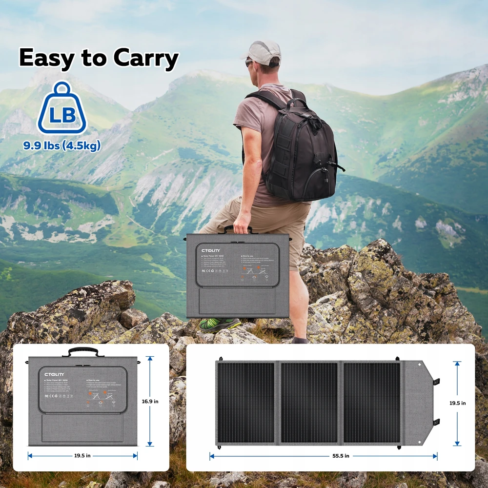 Sulankstomas saulės skydelis 100 W nešiojamas saulės įkroviklis, skirtas Ctolita Camping
