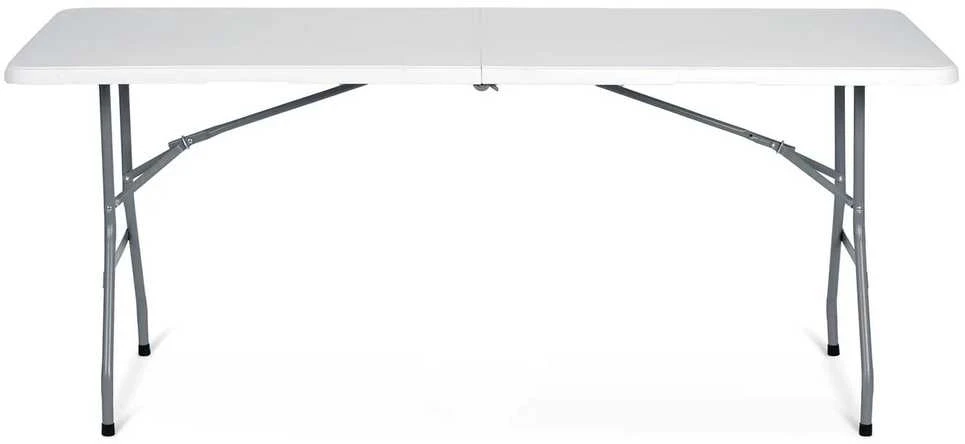 Sulankstomas sodo maitinimo stalas, 180 cm, baltas, Plonos