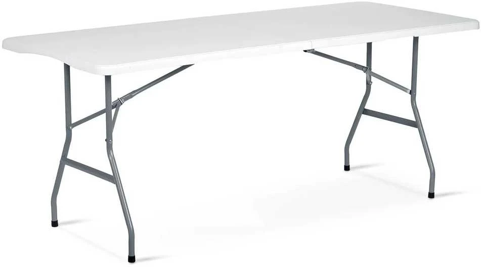 Sulankstomas sodo maitinimo stalas, 180 cm, baltas, Plonos