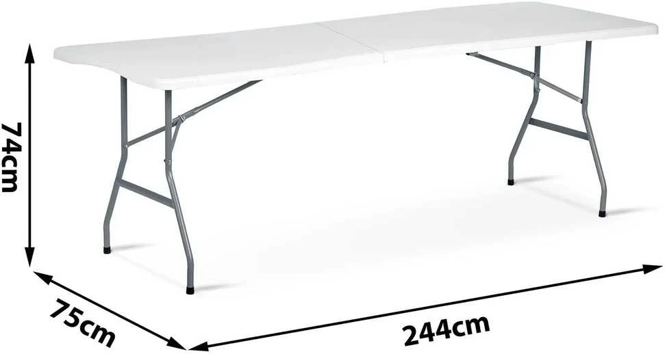 Sulankstomas sodo maitinimo stalas, 244 cm, baltas, Plonos