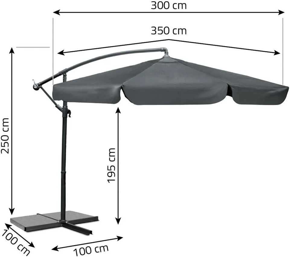 Sulankstomas sodo skėtis, 8 segmentų, 350 cm, su uždanga, „Plonos PL-881“