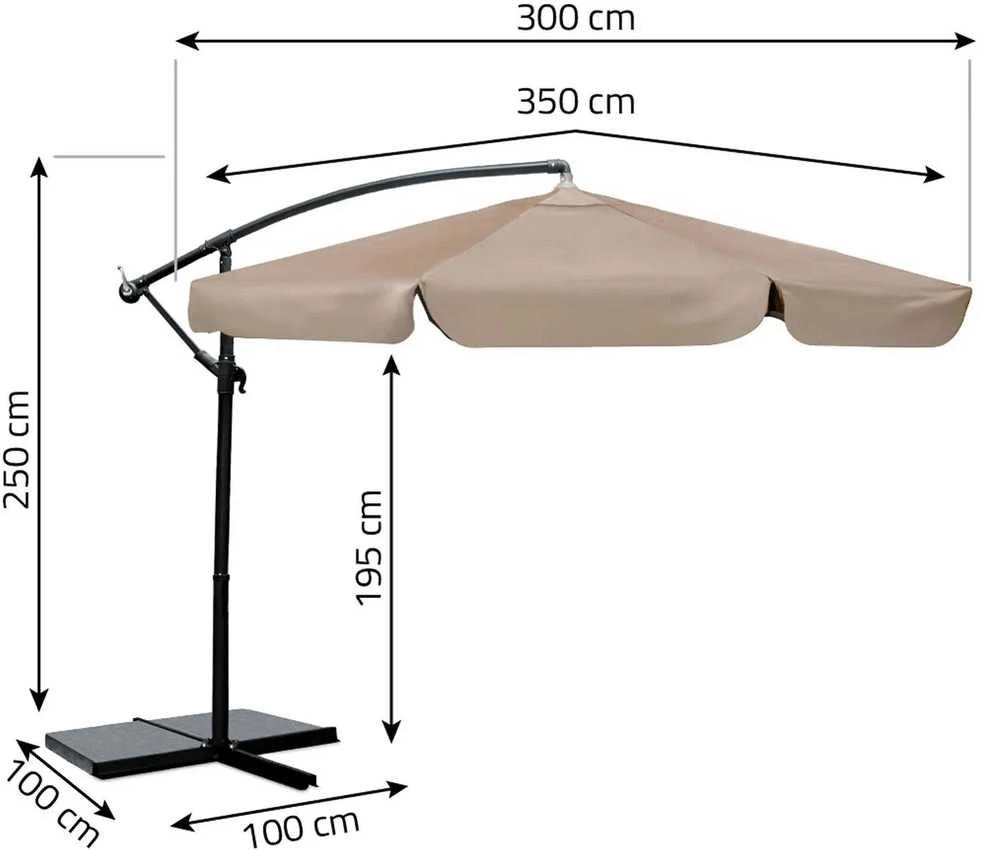 Sulankstomas sodo skėtis, 8 segmentų, 350 cm, su uždanga, „Plonos PL-881“