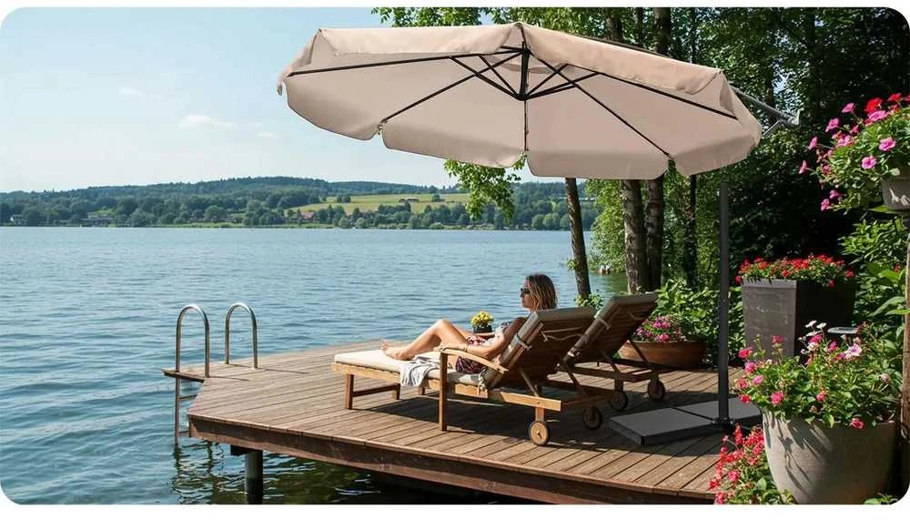 Sulankstomas sodo skėtis, 8 segmentų, 350 cm, su uždanga, „Plonos PL-881“