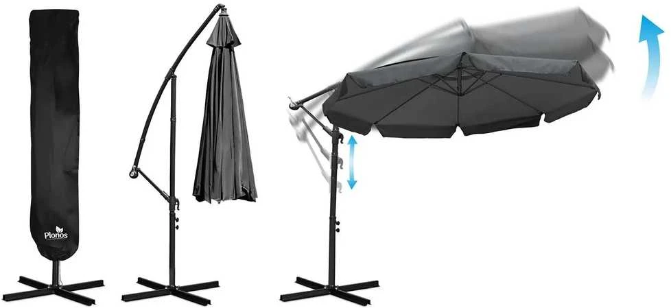 Sulankstomas sodo skėtis, 8 segmentų, 350 cm, su uždanga, „Plonos PL-881“