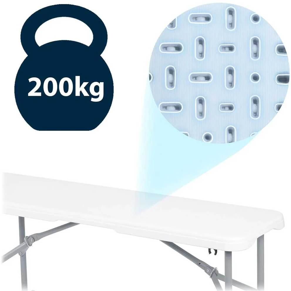 Sulankstomas sodo suolas maitinimo reikmėms, 180 cm, baltas, „Plonos“