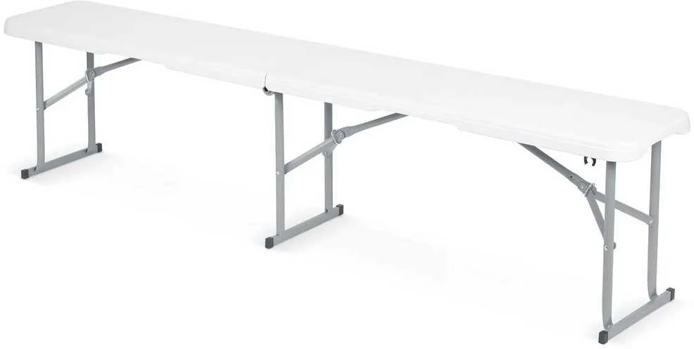 Sulankstomas sodo suolas maitinimo reikmėms, 180 cm, baltas, „Plonos“