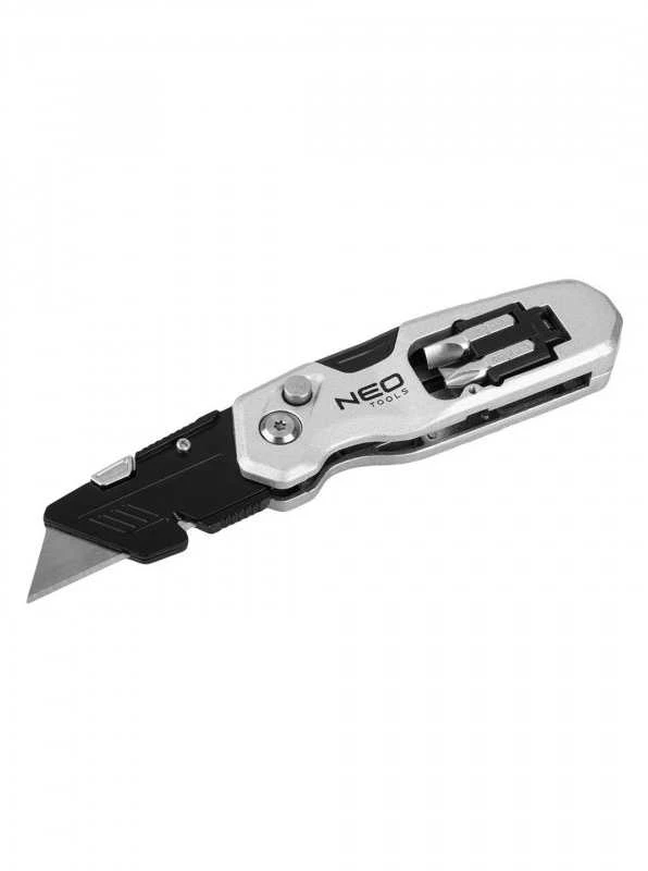 Sulankstomas trapecijos formos peilis NEO TOOLS 63-705 (4 ašmenys, 2 antgaliai)