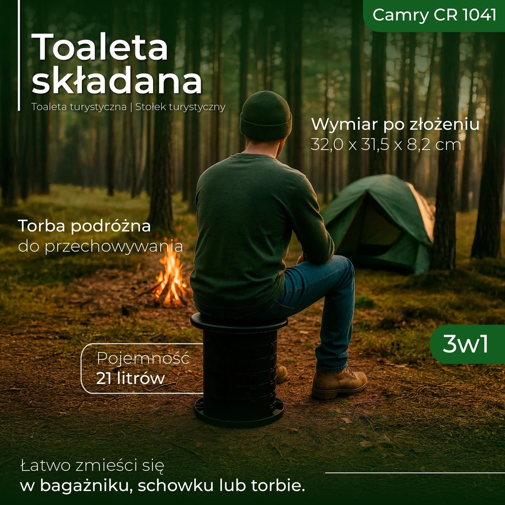 Adler Camry CR 1041 sulankstomas nešiojamas tualetas, Juodas | Camry