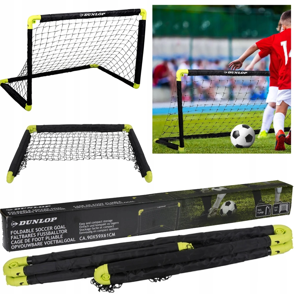 Dunlop Sulankstomos futbolo vartai su tinklu 90x59x61 cm