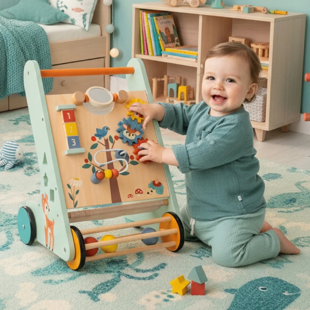 Sun Baby Medinė kūdikio stūmimo lenta Walker Sorter XXL