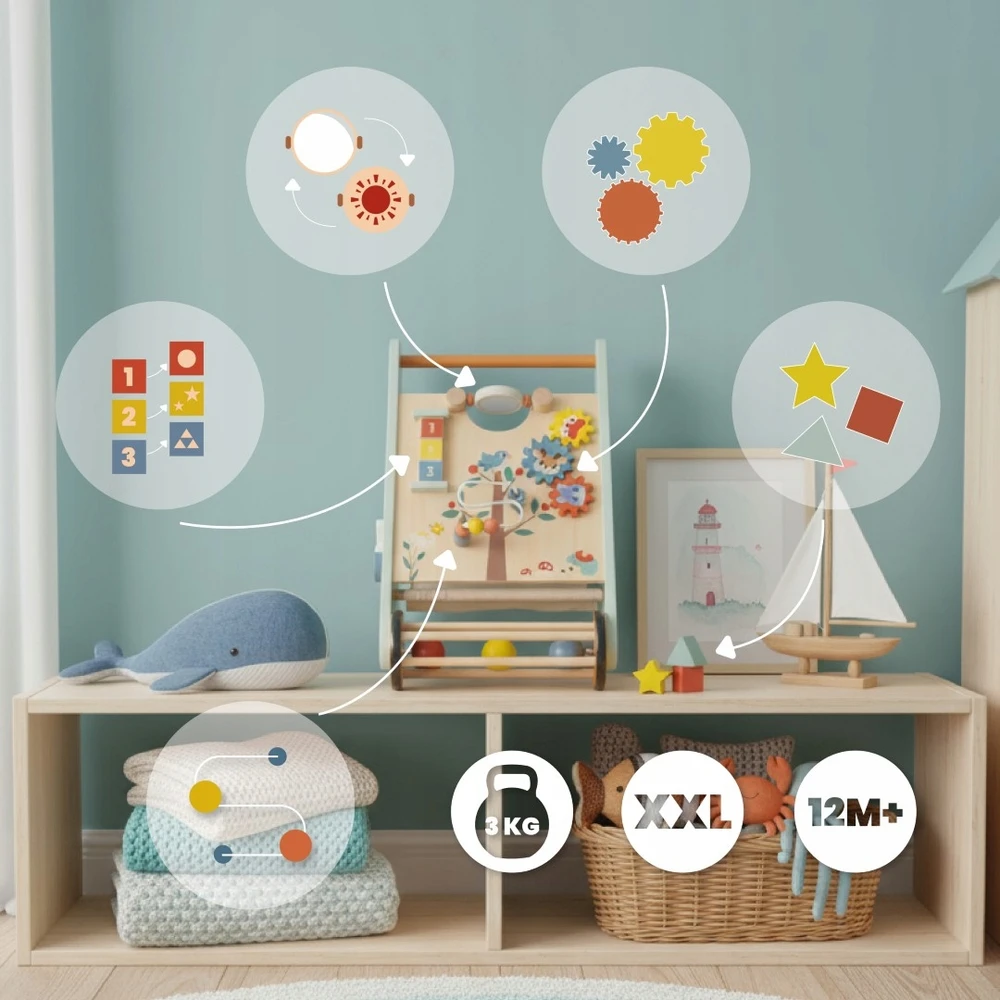 Sun Baby Medinė kūdikio stūmimo lenta Walker Sorter XXL