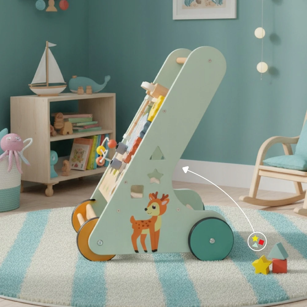 Sun Baby Medinė kūdikio stūmimo lenta Walker Sorter XXL