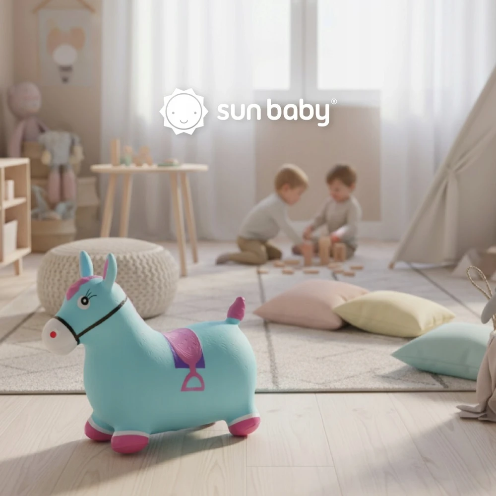 Sun Baby šokinėjantis arkliukas, rožinis, su siurbliu ir bandana, 12m+, max 45 kg