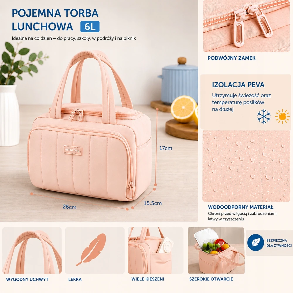 Sunlight THERMAL BAG PIETŲ DĖŽUTĖ KOSMETIKOS KREPŠELIS ORGANIZATORIUS ROŽINĖ