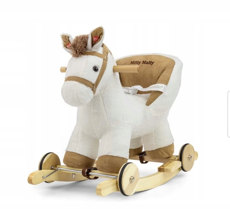 Milly Mally Polly baltas supamas arkliukas su melodija ir ratukais