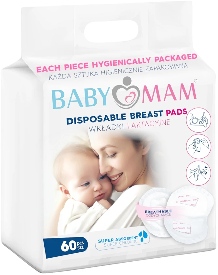 SUPER ABSORBENTAI GELINGI LAKTACIJOS Įklotai 60 vnt BABYMAM
