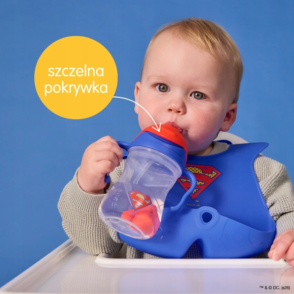 Superman b.box Vandens butelis su pasvertu šiaudeliu, 240 ml