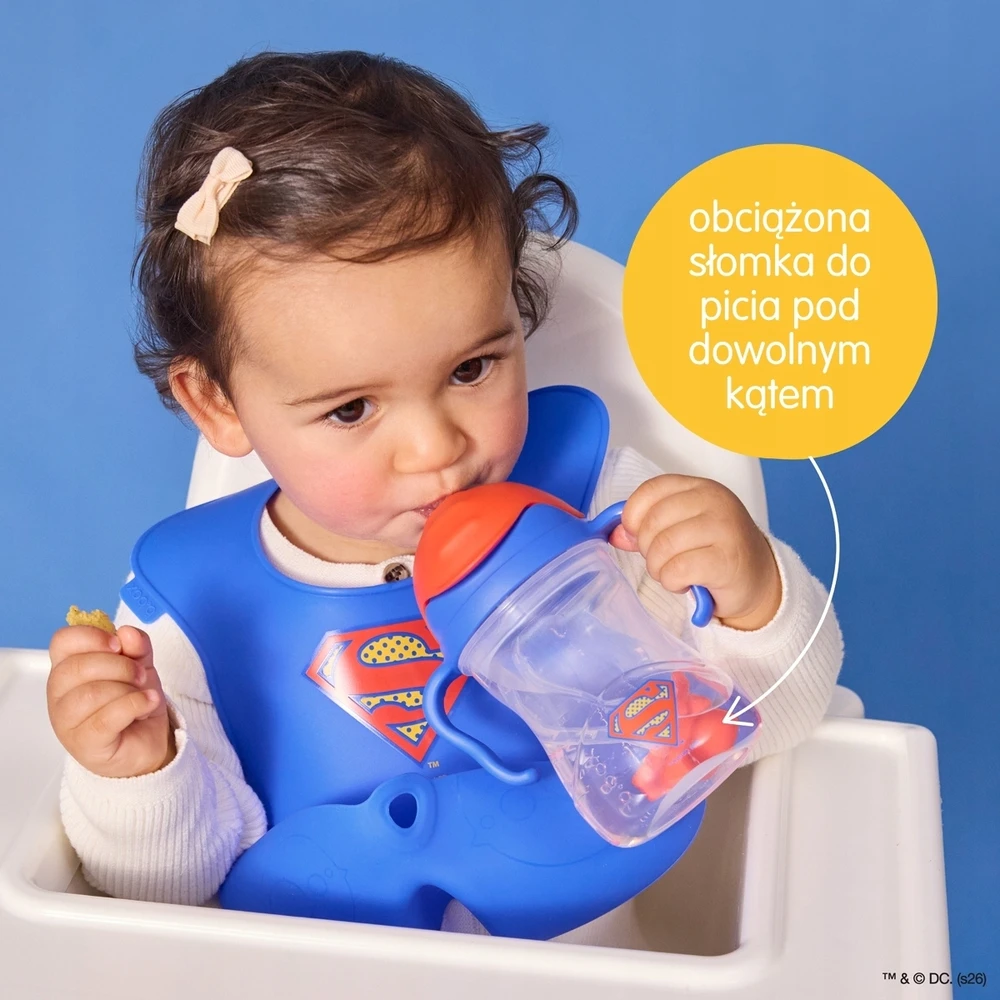 Superman b.box Vandens butelis su pasvertu šiaudeliu, 240 ml