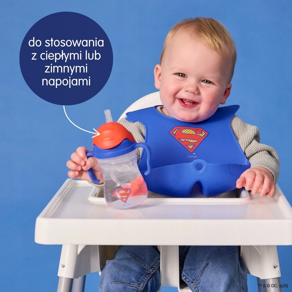 Superman b.box Vandens butelis su pasvertu šiaudeliu, 240 ml